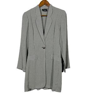 Vintage Xtrmz Blazer Dress Black White Deep V Single Button -L